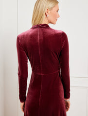 VELVET DRAPED NECK MIDI DRESS | Talbots outlet