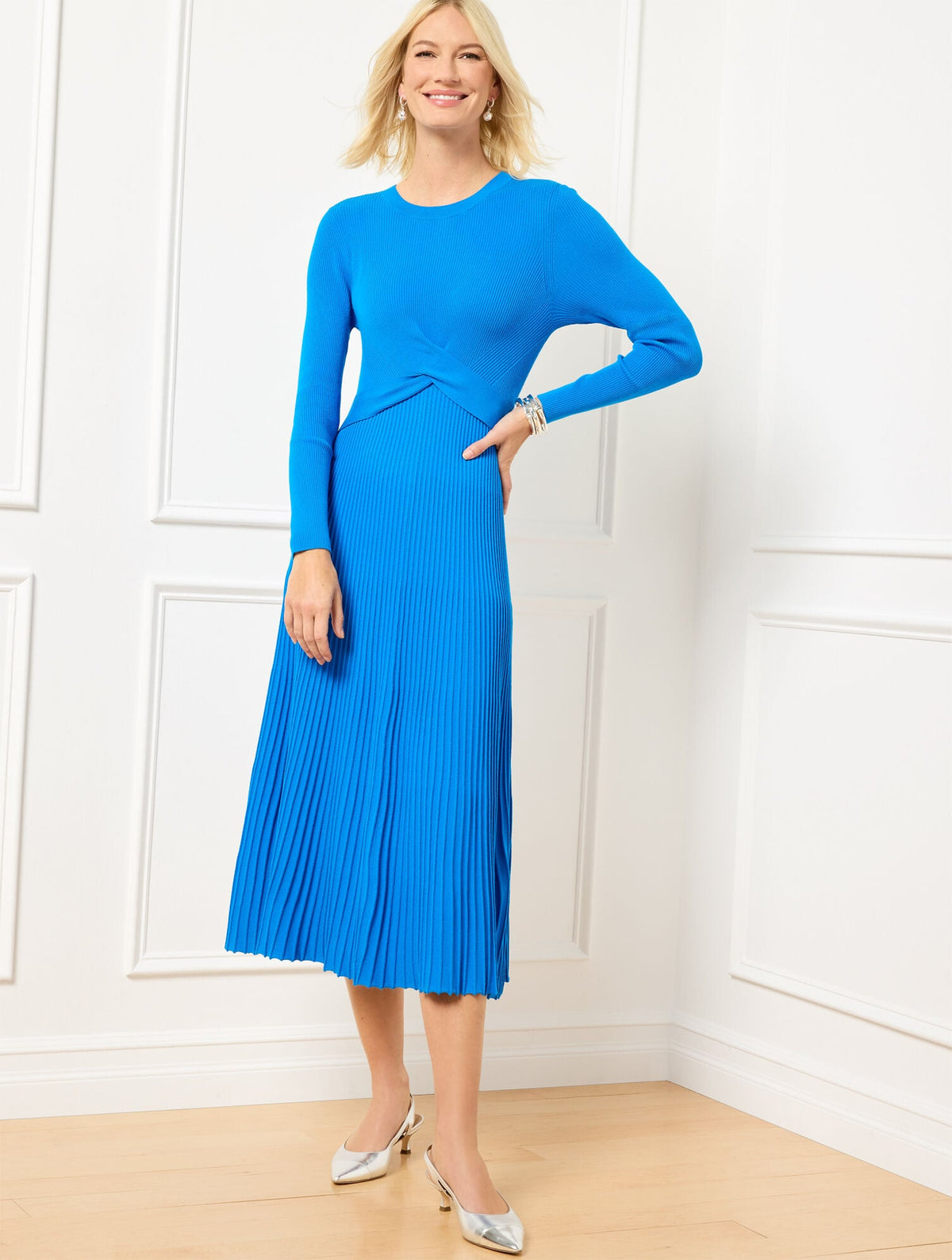 TWIST FRONT RIBBED SWEATER DRESS | Talbots discount