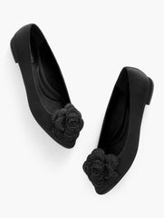EDISON FLOWER SATIN FLATS | Talbots US
