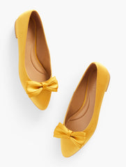 EDISON BOW SATIN FLATS | Talbots discount