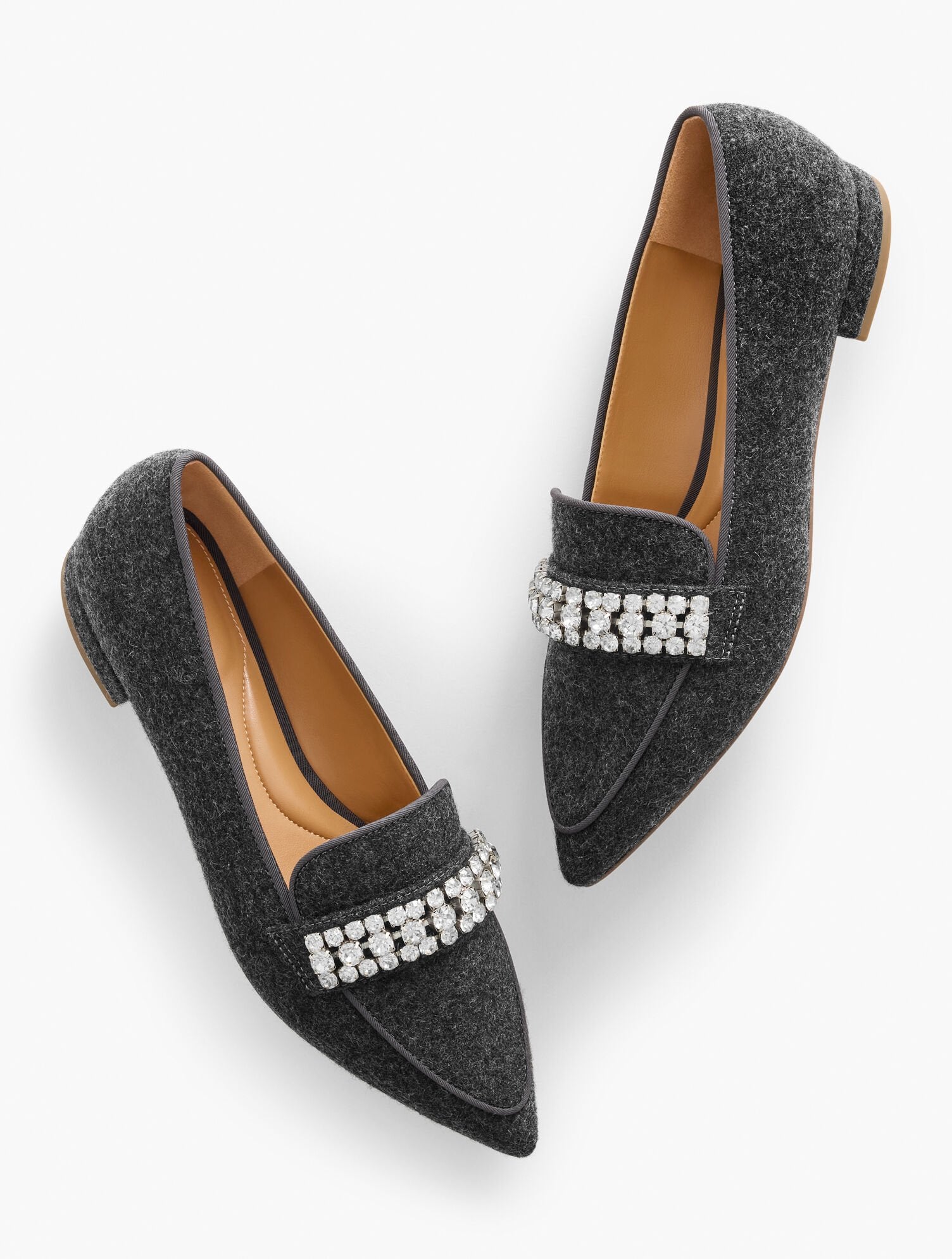 SCARLET RHINESTONE FLANNEL POINTED TOE LOAFERS | Talbots US