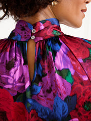 TWIST NECK SOFT SATIN CHARMEUSE TOP - WRAPPED FLORAL | Talbots discount