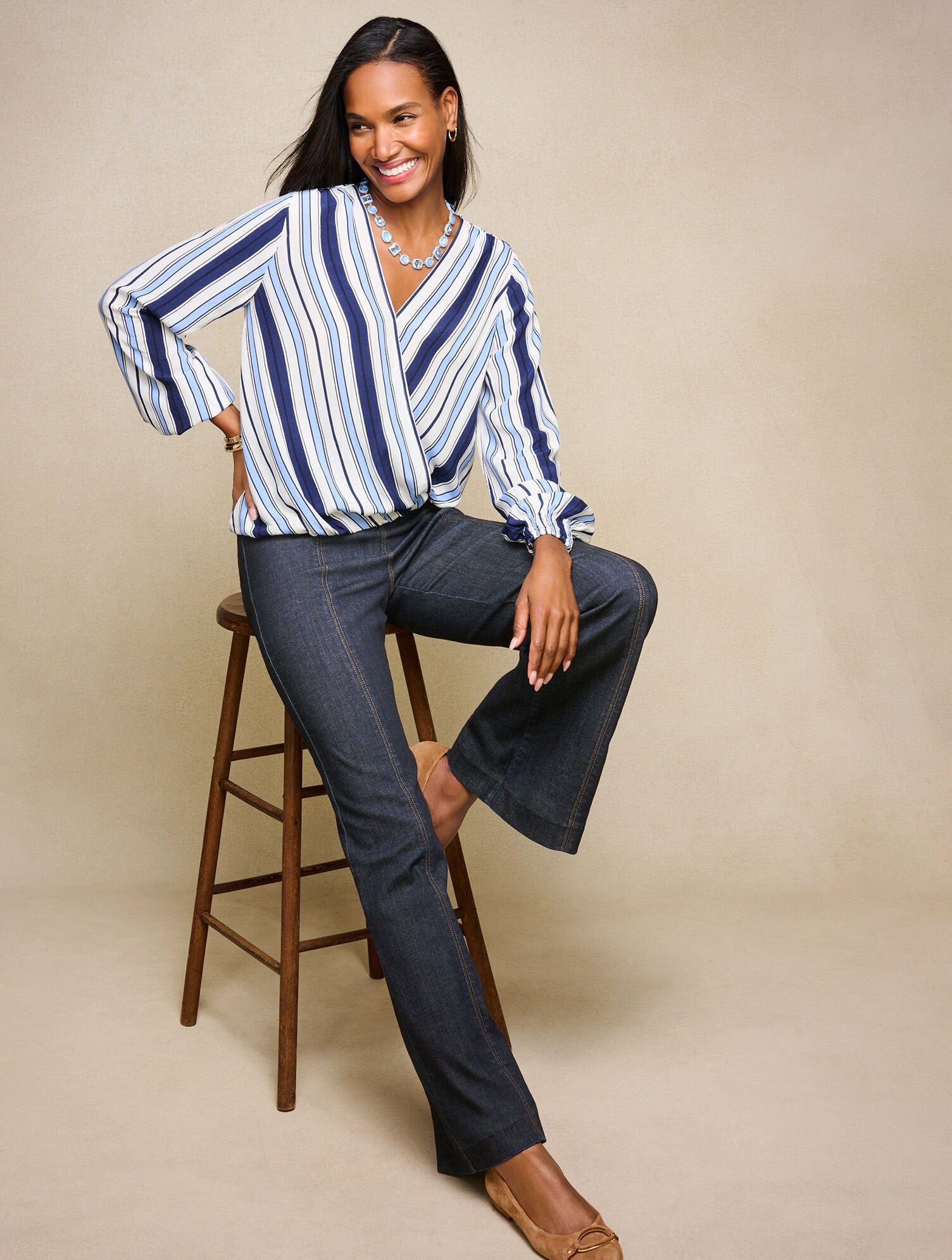 HAPPY STRIPE WRAP TOP | Talbots sale