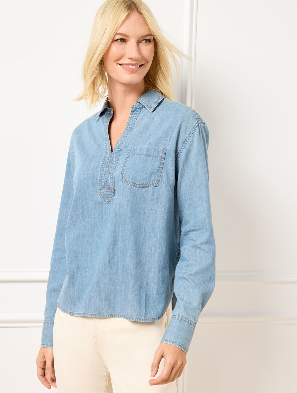 DENIM SHORT SHIRT | Talbots online