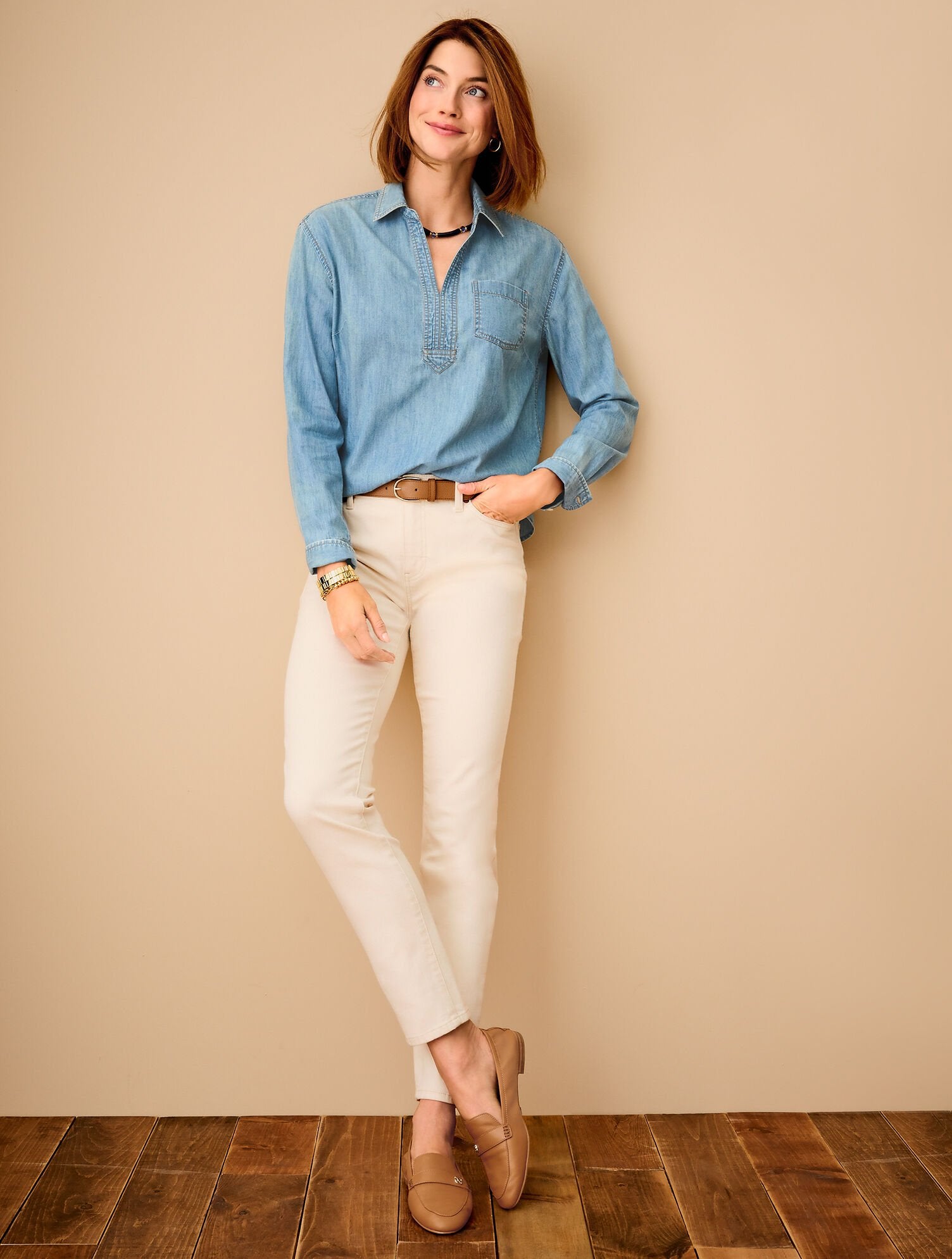 DENIM SHORT SHIRT | Talbots online