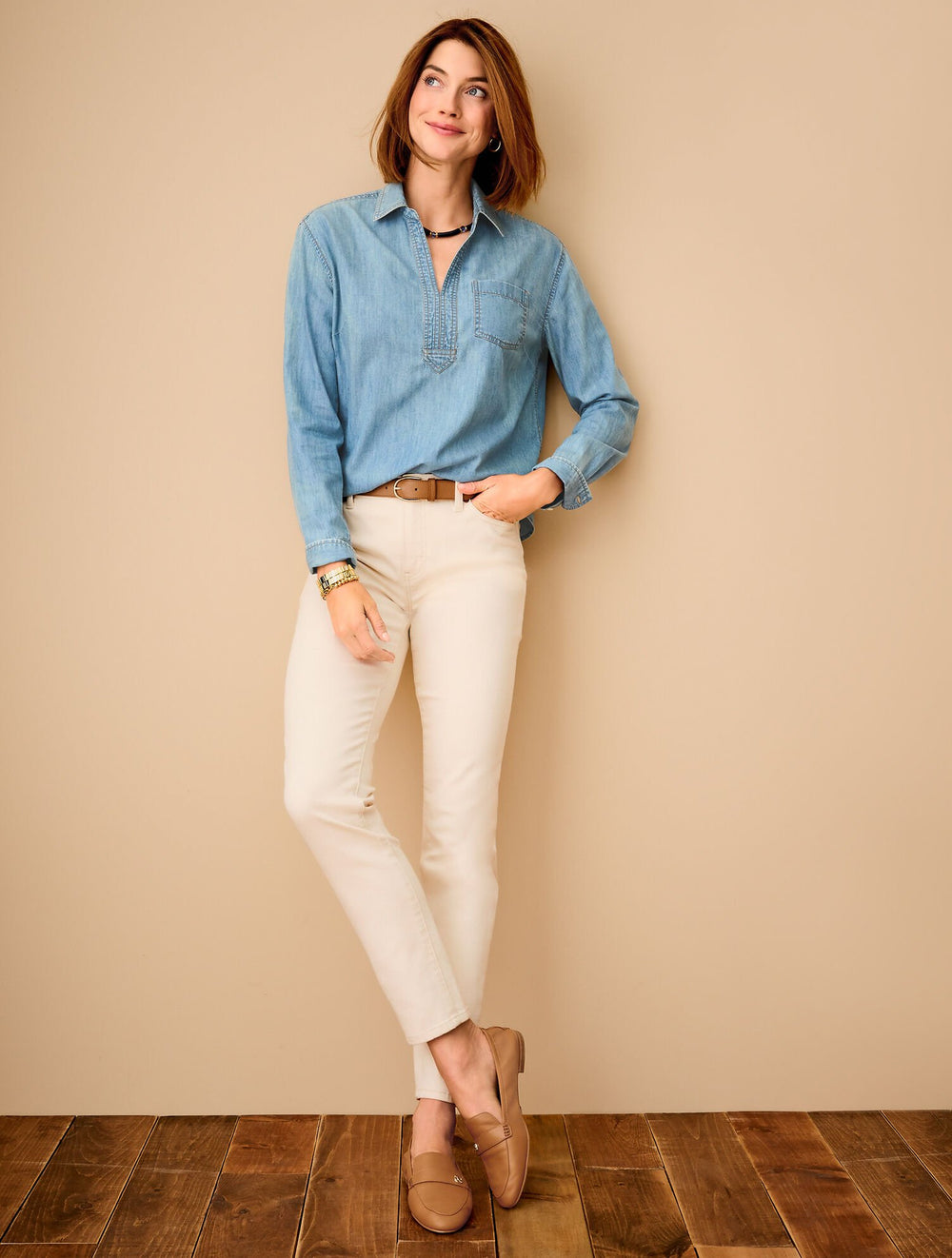 DENIM SHORT SHIRT | Talbots online