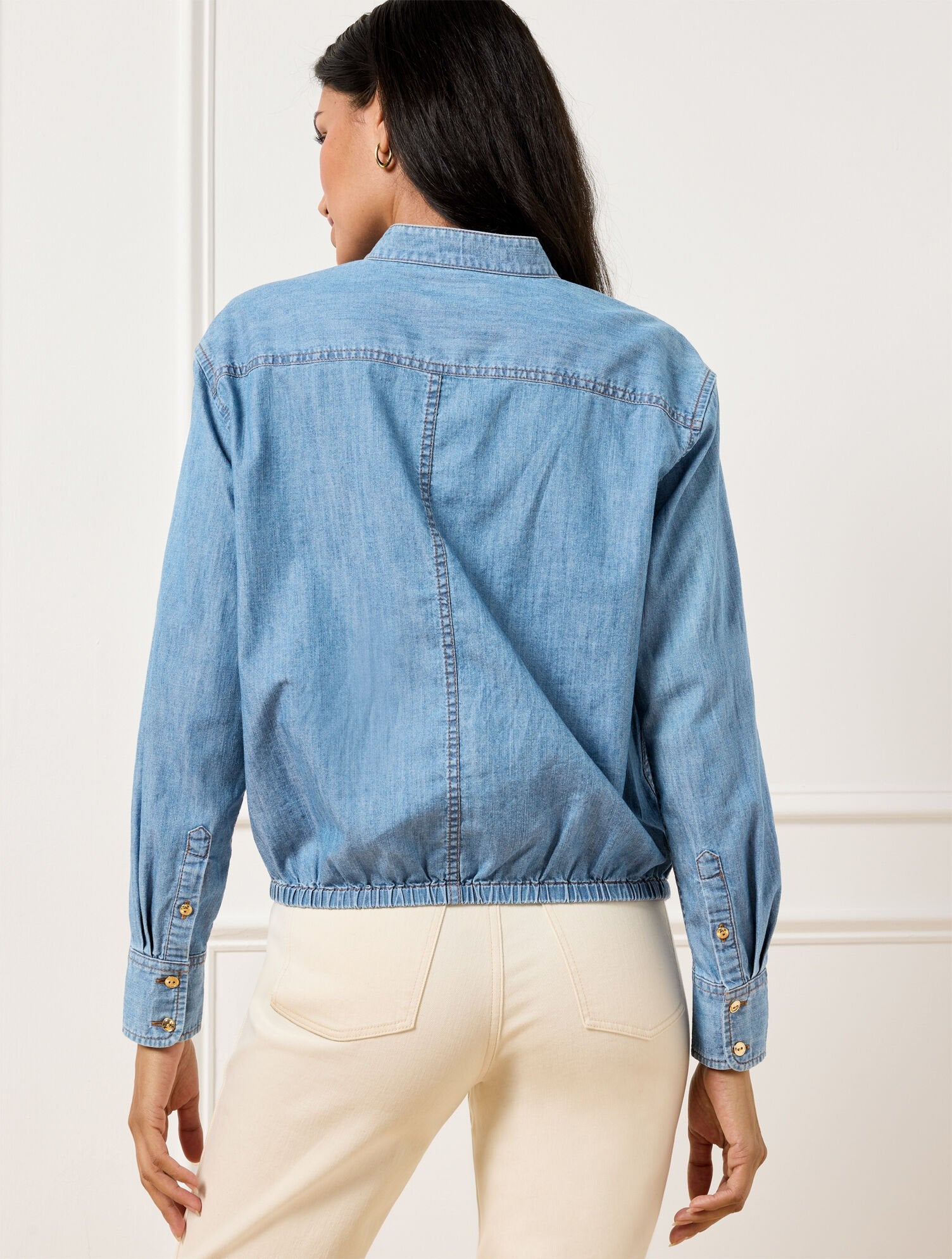 TIE FRONT DENIM TOP | Talbots online