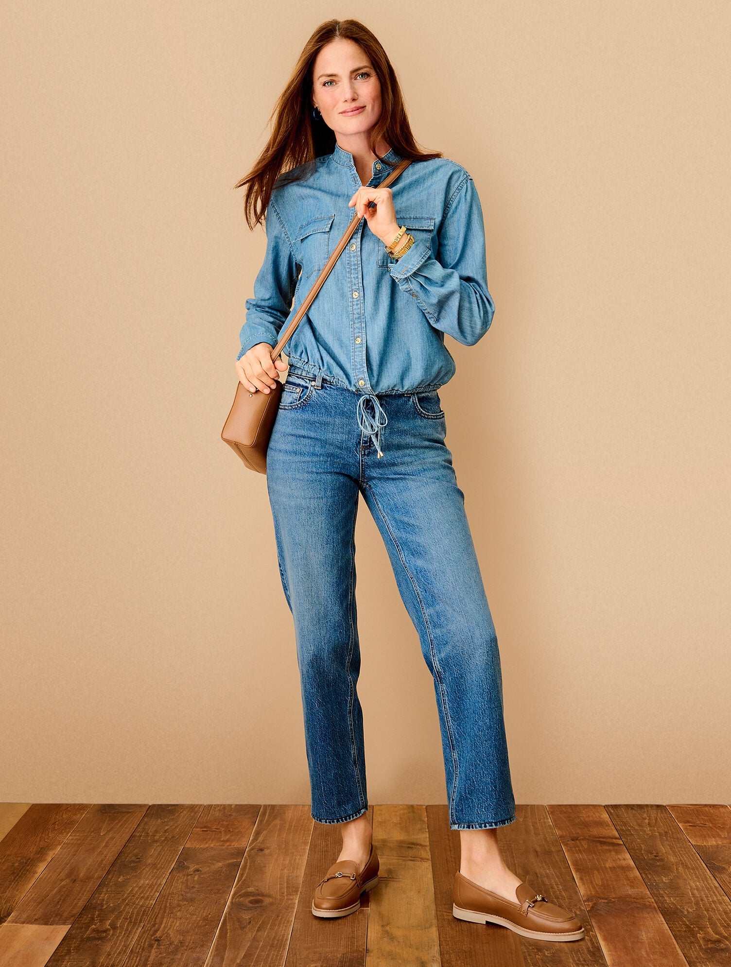 TIE FRONT DENIM TOP | Talbots online