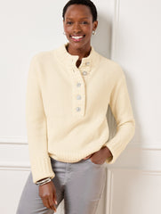 JEWEL BUTTON HENLEY PULLOVER | Talbots online