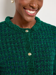 CHENILLE CREWNECK CARDIGAN - METALLIC PLAID | Talbots for sale