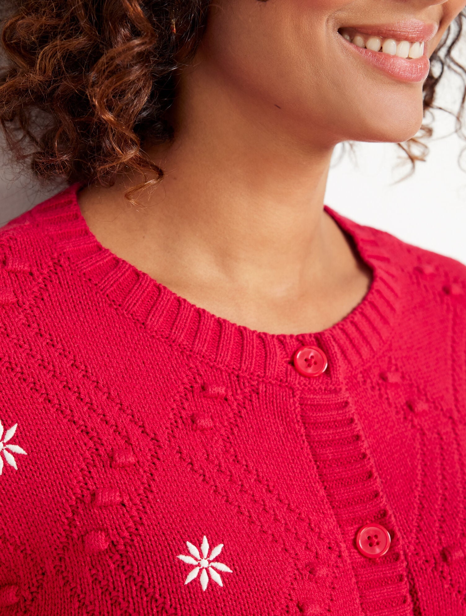 EMBROIDERED BOBBLE CARDIGAN | Talbots discount