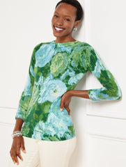 AUDREY CASHMERE SWEATER - ABSTRACT FLORAL | Talbots on sale