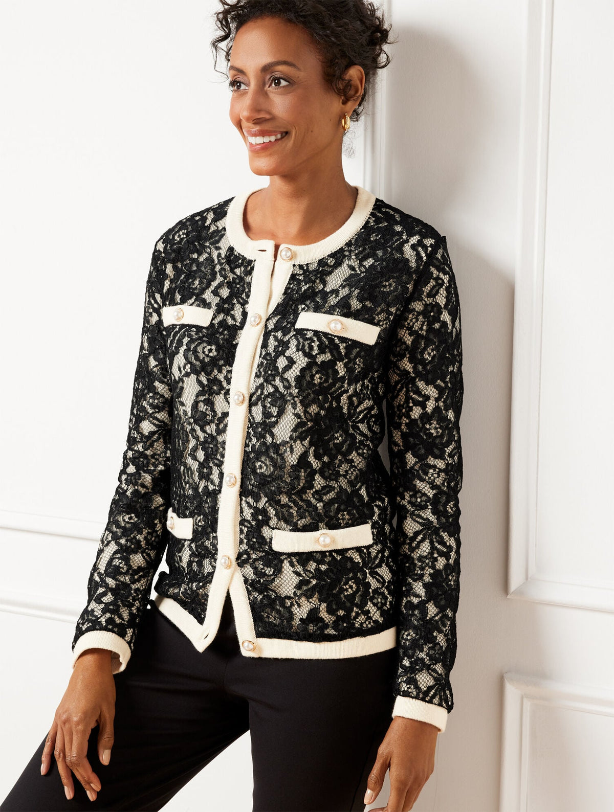 FLORAL LACE CARDIGAN | Talbots on sale