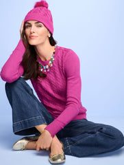 SOFT CABLE KNIT CREWNECK SWEATER | Talbots US