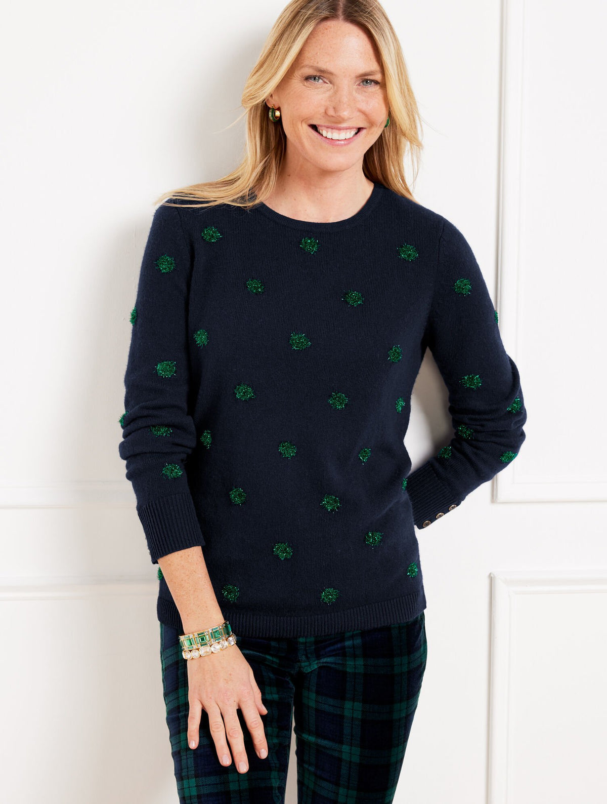 CREWNECK SWEATER - TINSEL DOT | Talbots outlet