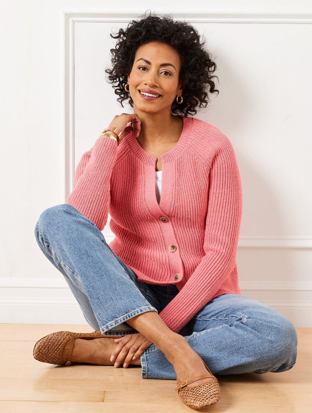 SHAKER STITCH V-NECK CARDIGAN | Talbots online