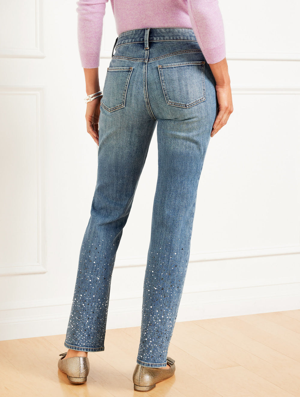 CRYSTAL HEM BARELY BOOT JEANS - RILEY WASH | Talbots US