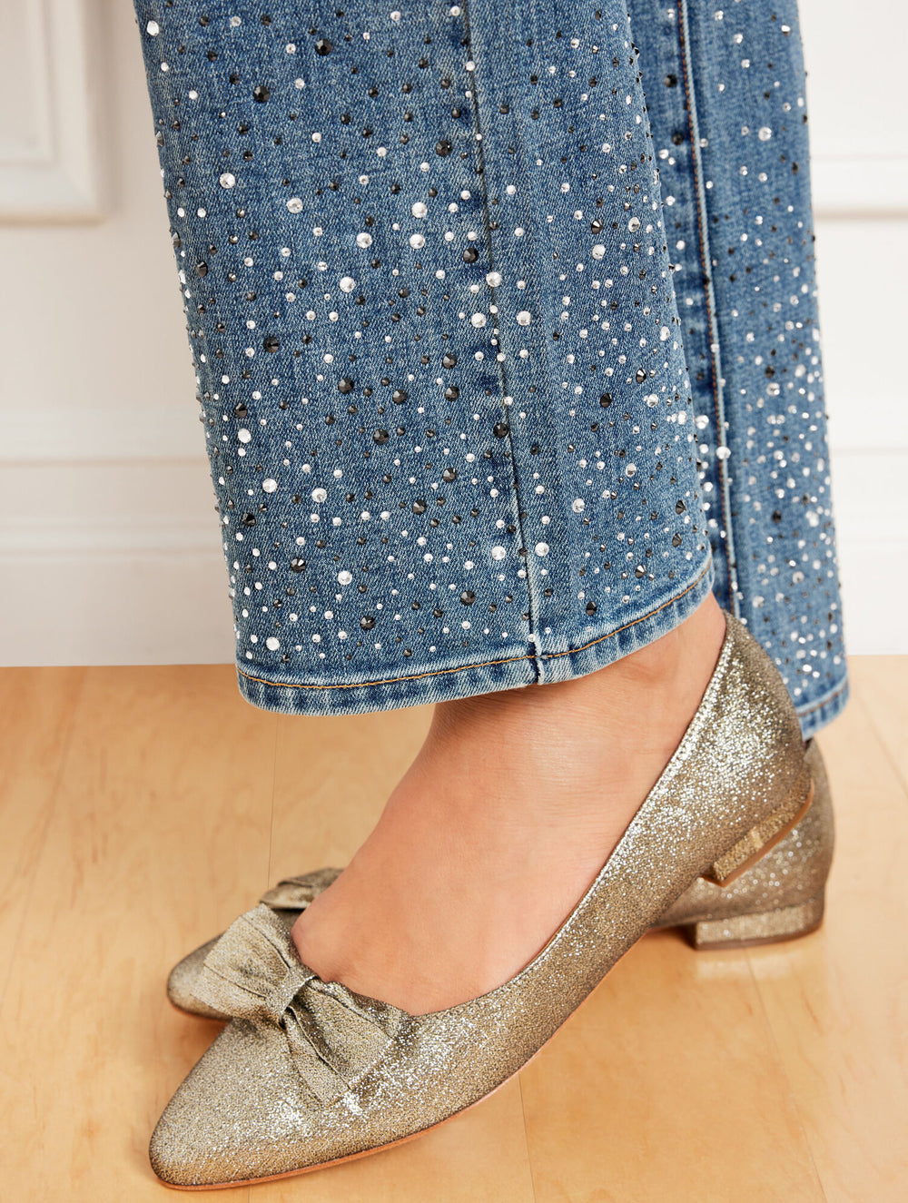CRYSTAL HEM BARELY BOOT JEANS - RILEY WASH | Talbots US