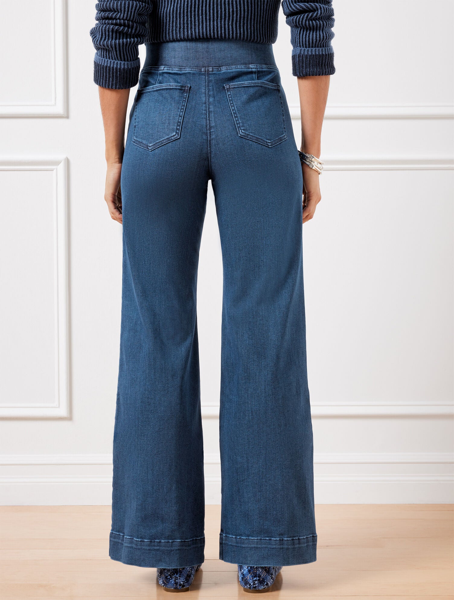 FLARE LEG PULL-ON TRAVEL JEANS - HANOVER WASH | Talbots discount