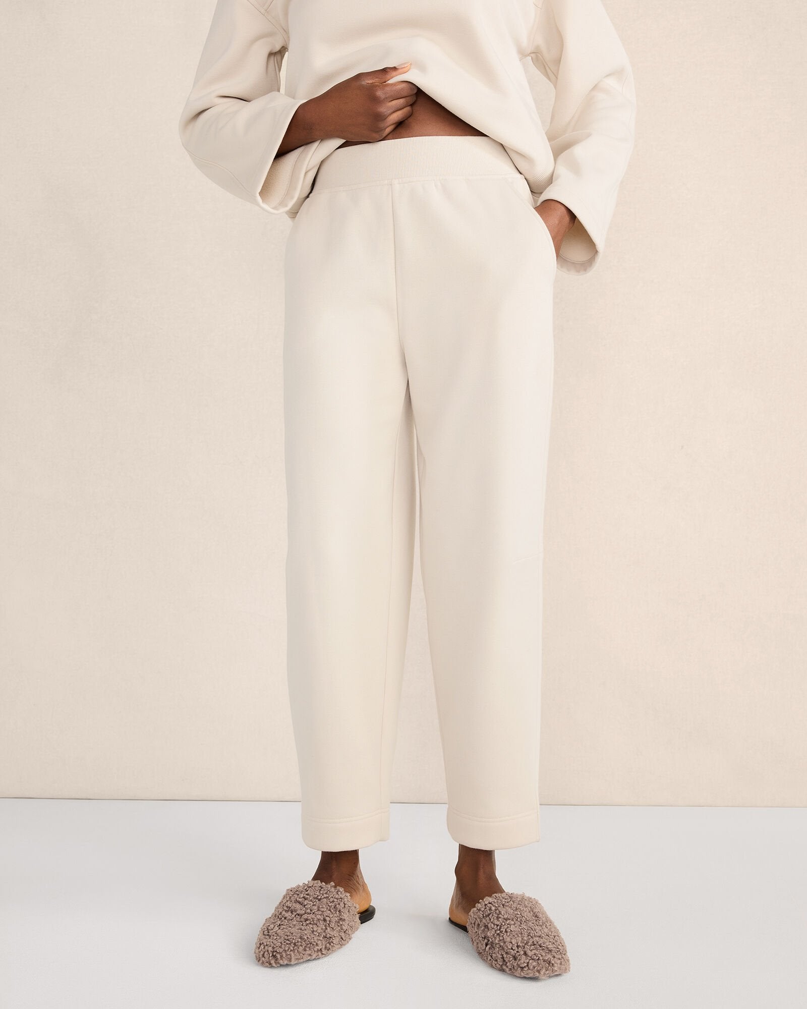 LUXE FLEECE BARREL-LEG PANTS | Talbots US