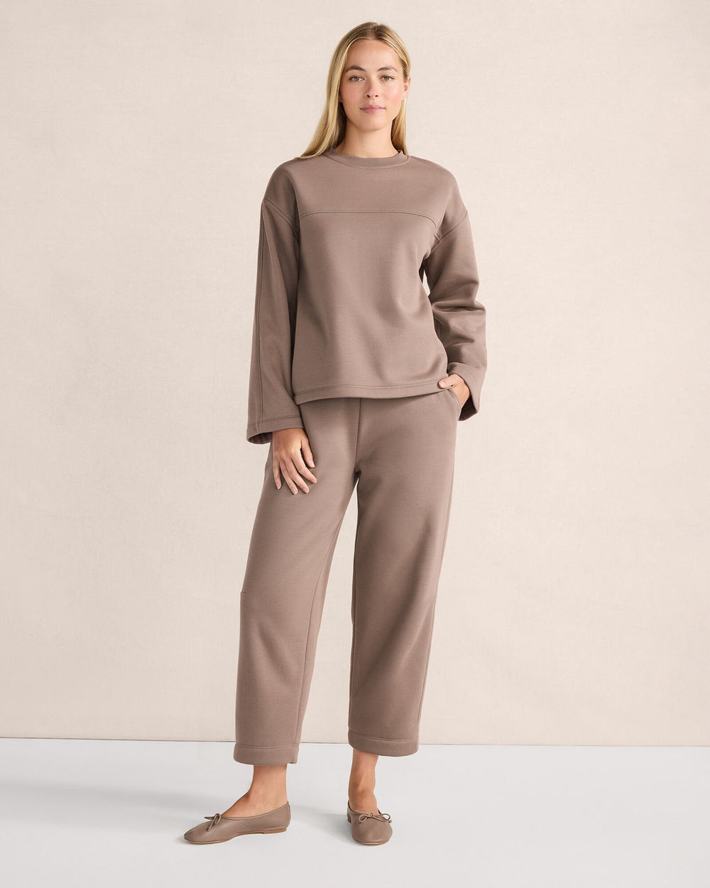 LUXE FLEECE BARREL-LEG PANTS | Talbots US