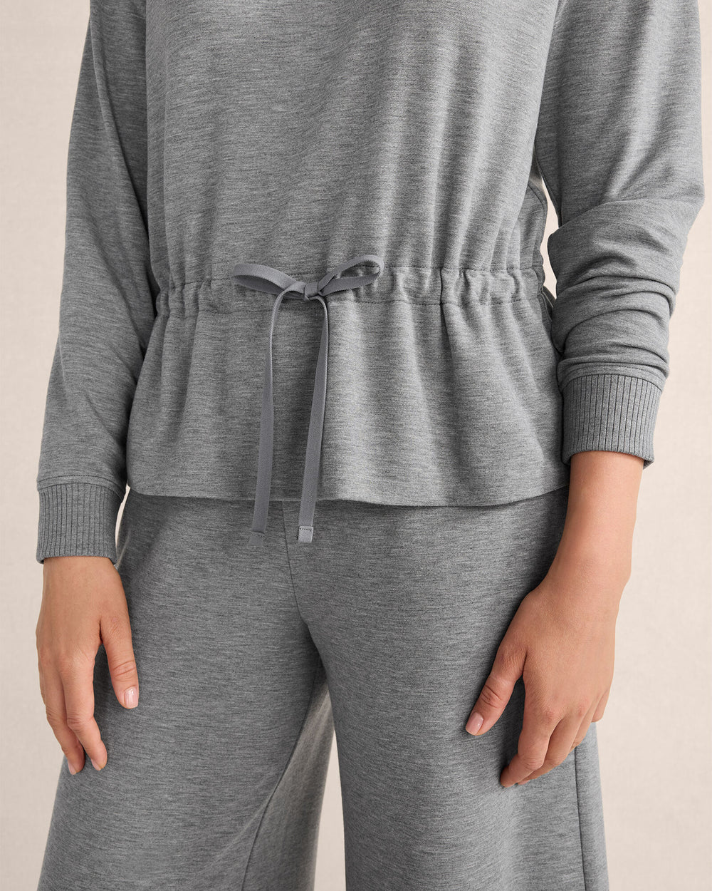 FLEECE DRAWSTRING-WAIST MOCKNECK TOP | Talbots for sale