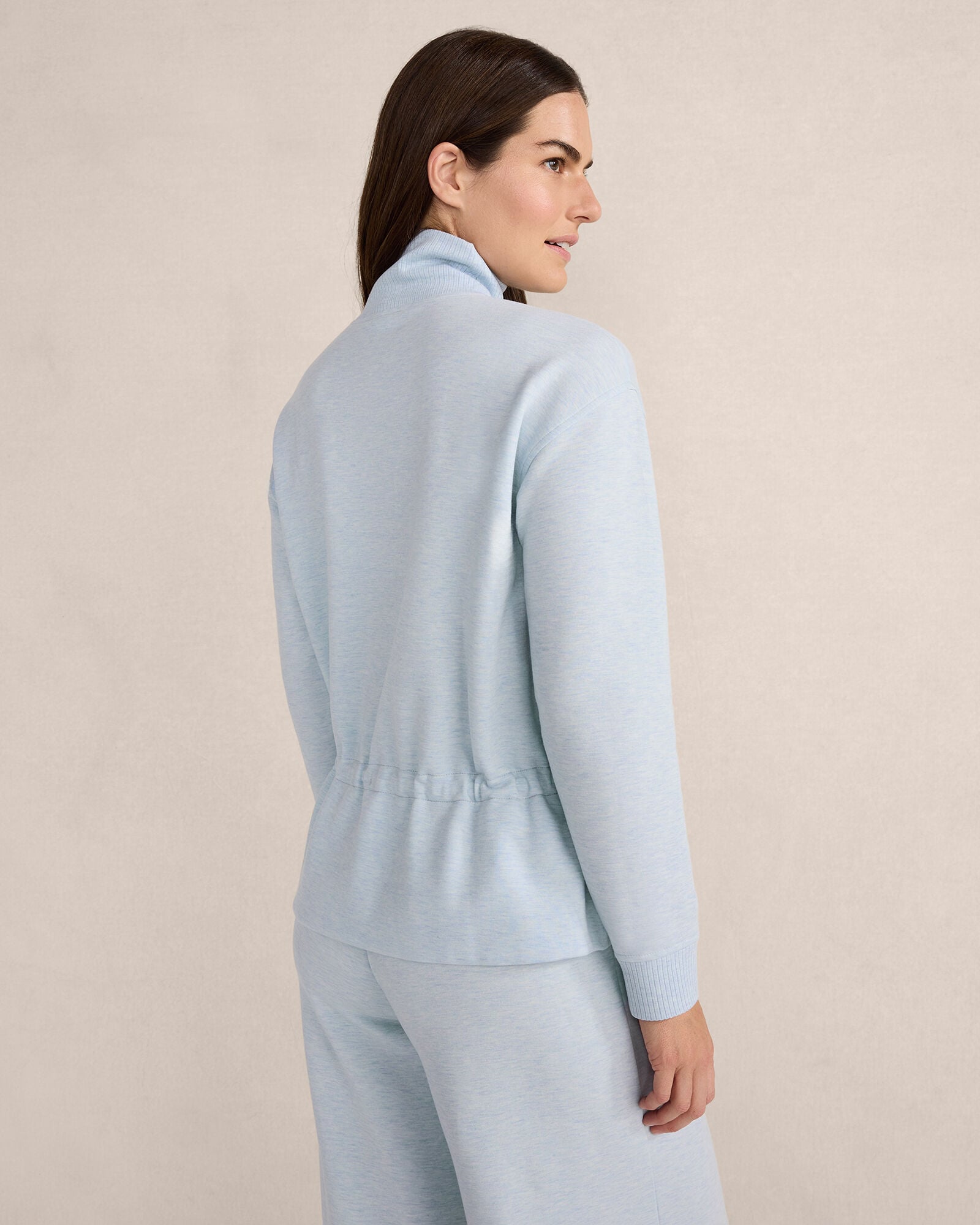 FLEECE DRAWSTRING-WAIST MOCKNECK TOP | Talbots for sale