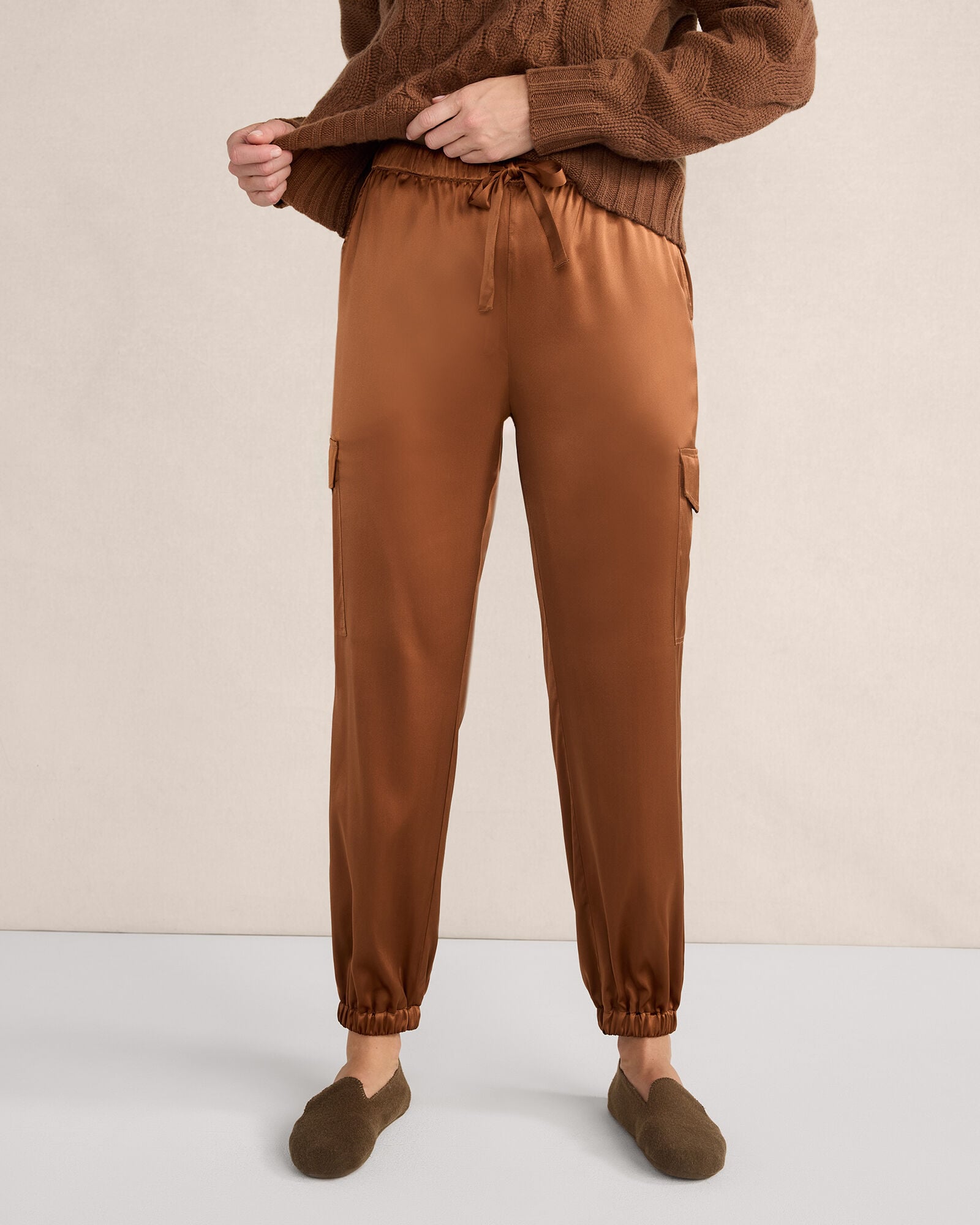WASHABLE SILK DRAWSTRING CARGO JOGGERS | Talbots online