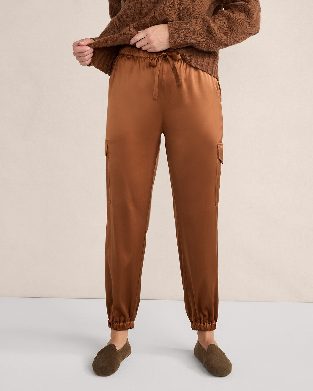 WASHABLE SILK DRAWSTRING CARGO JOGGERS | Talbots online