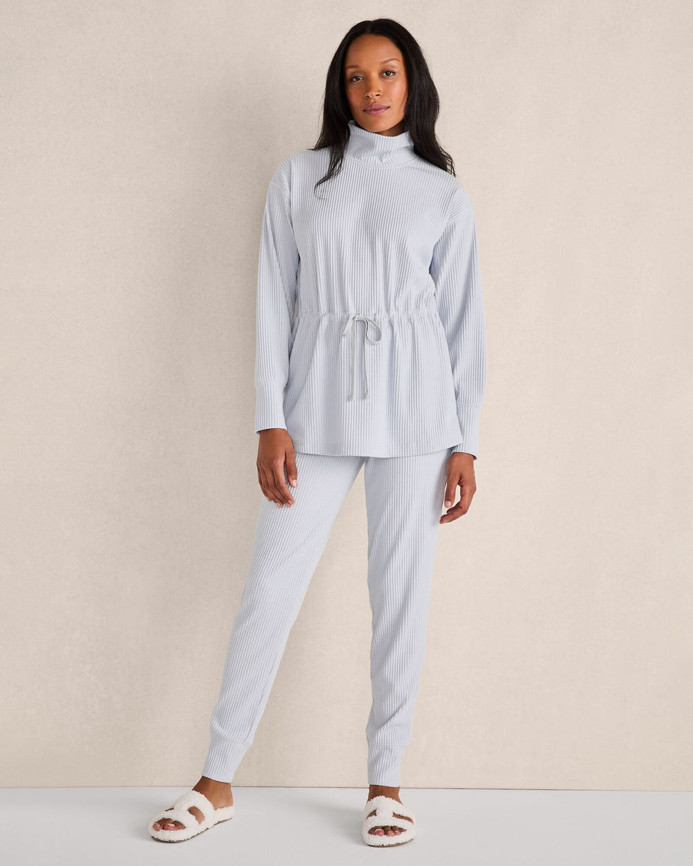 OTTOMAN RIB DRAWSTRING-WAIST TUNIC | Talbots on sale