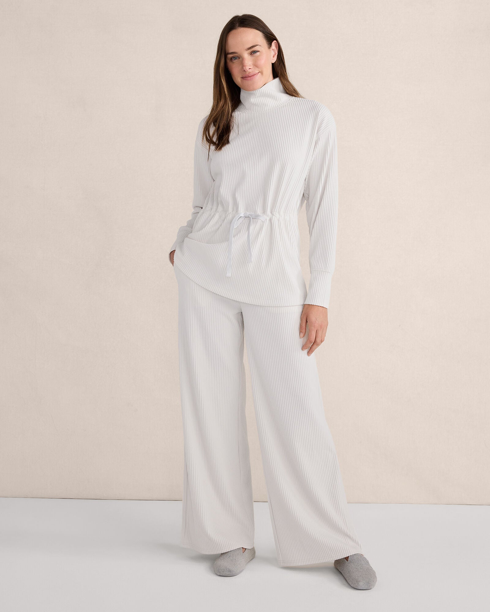 OTTOMAN RIB DRAWSTRING-WAIST TUNIC | Talbots on sale