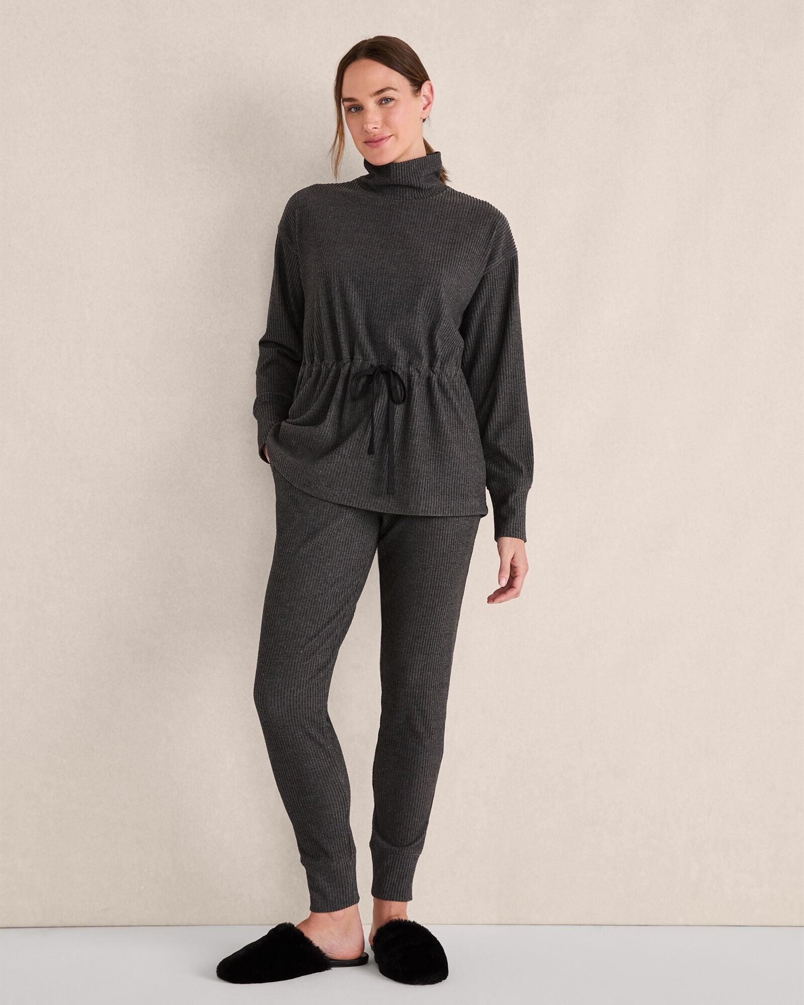 OTTOMAN RIB DRAWSTRING-WAIST TUNIC | Talbots on sale