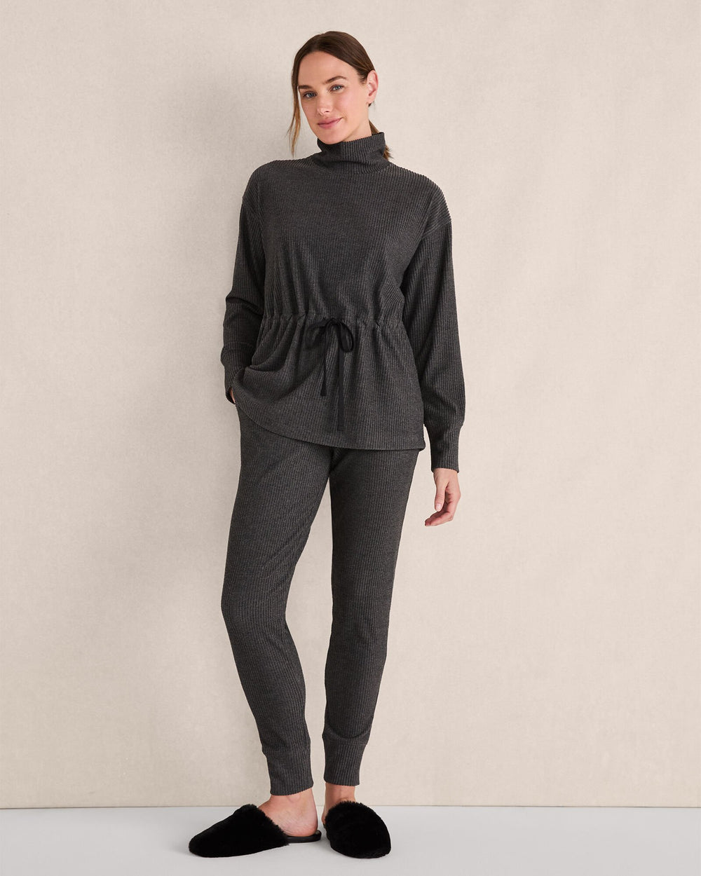 OTTOMAN RIB DRAWSTRING-WAIST TUNIC | Talbots on sale