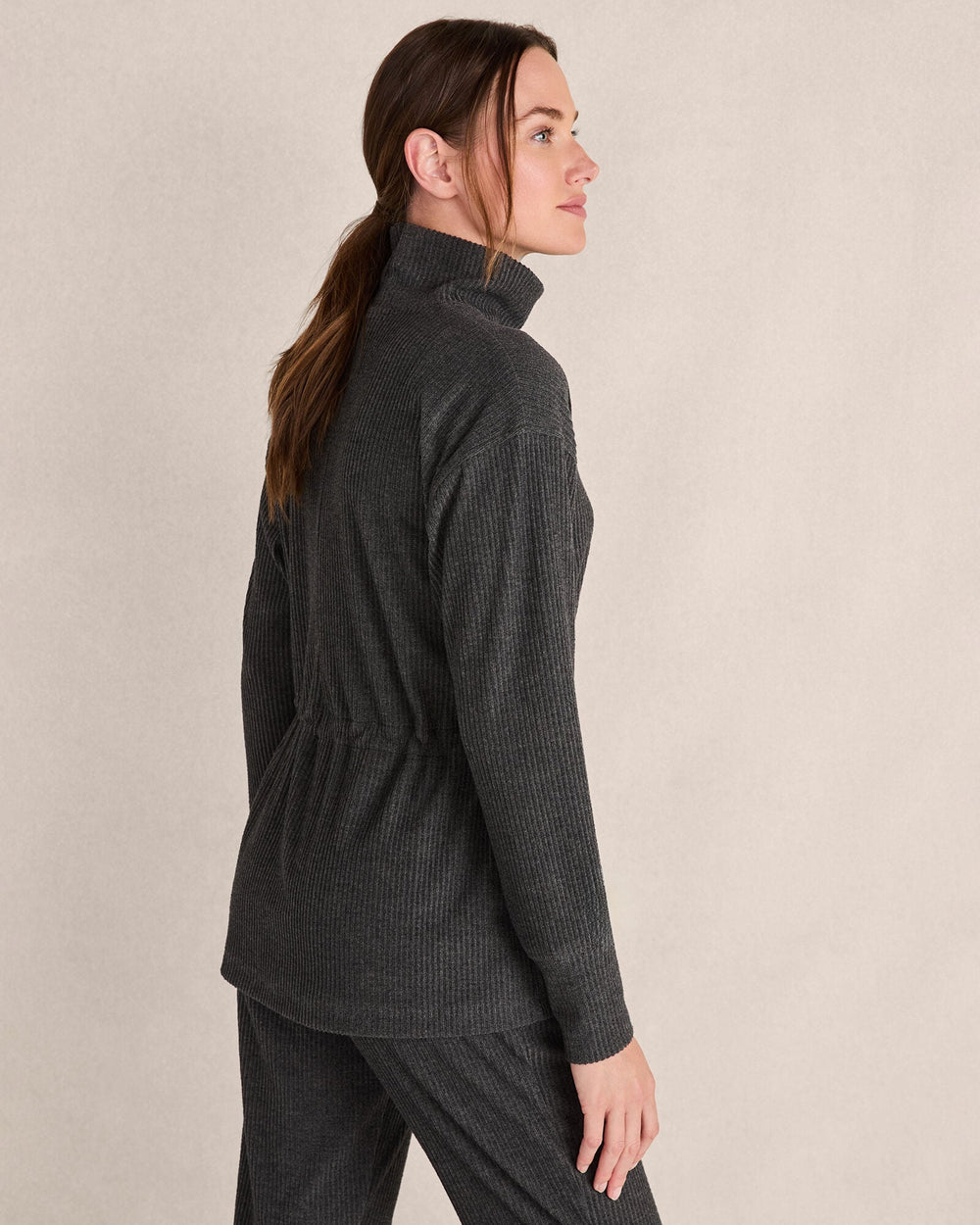 OTTOMAN RIB DRAWSTRING-WAIST TUNIC | Talbots on sale