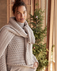 ORGANIC COTTON CABLE KNIT FUNNEL NECK SWEATER | Talbots sale