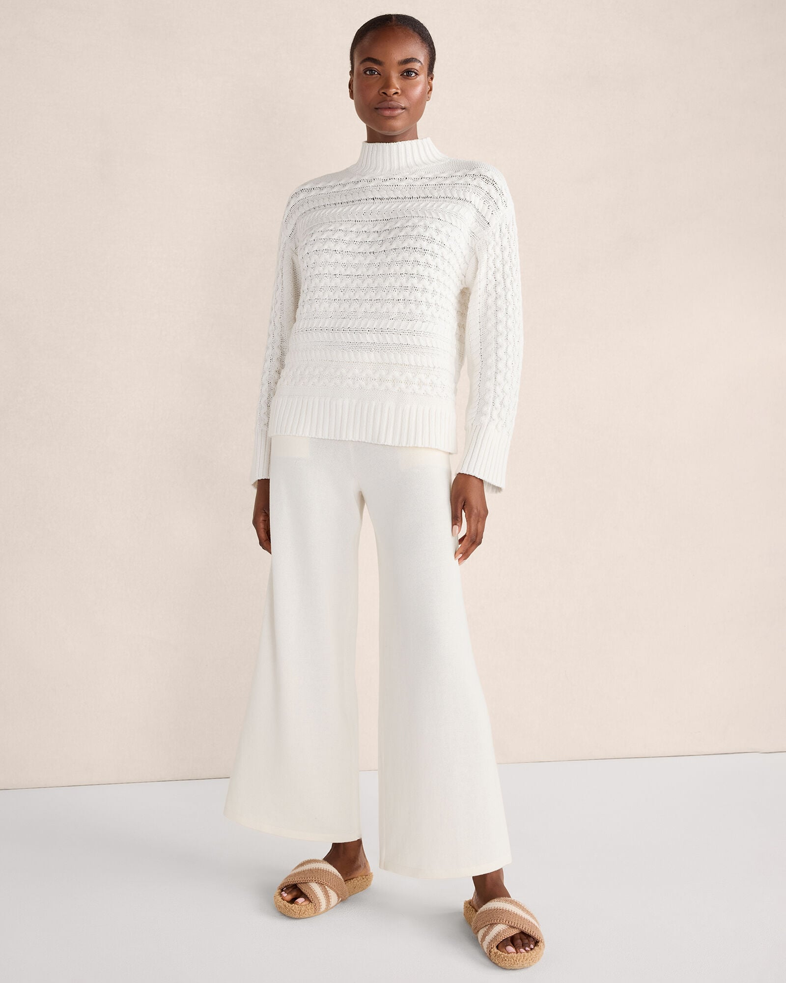 ORGANIC COTTON CABLE KNIT FUNNEL NECK SWEATER | Talbots sale