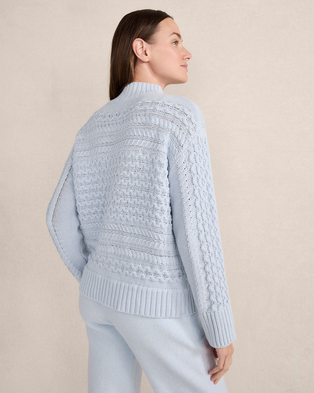 ORGANIC COTTON CABLE KNIT FUNNEL NECK SWEATER | Talbots sale