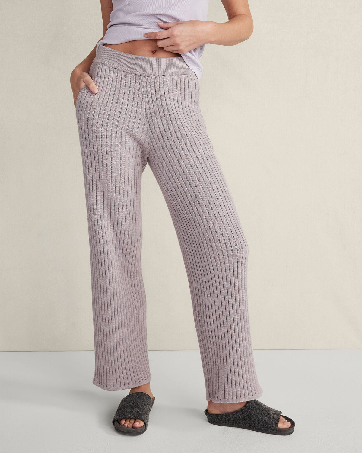 COTTON CASHMERE RIB-KNIT PANTS | Talbots near me