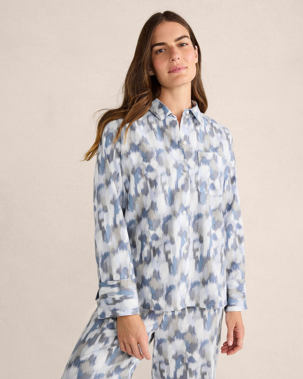 ORGANIC COTTON BRUSHSTROKE PAJAMA TOP | Talbots for sale