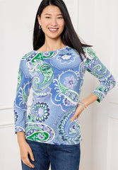 BATEAU NECK TEE - COLORBLOCK PAISLEY | Talbots outlet