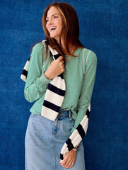 LATTICE TRIM CREWNECK TEE - STRIPE | Talbots outlet