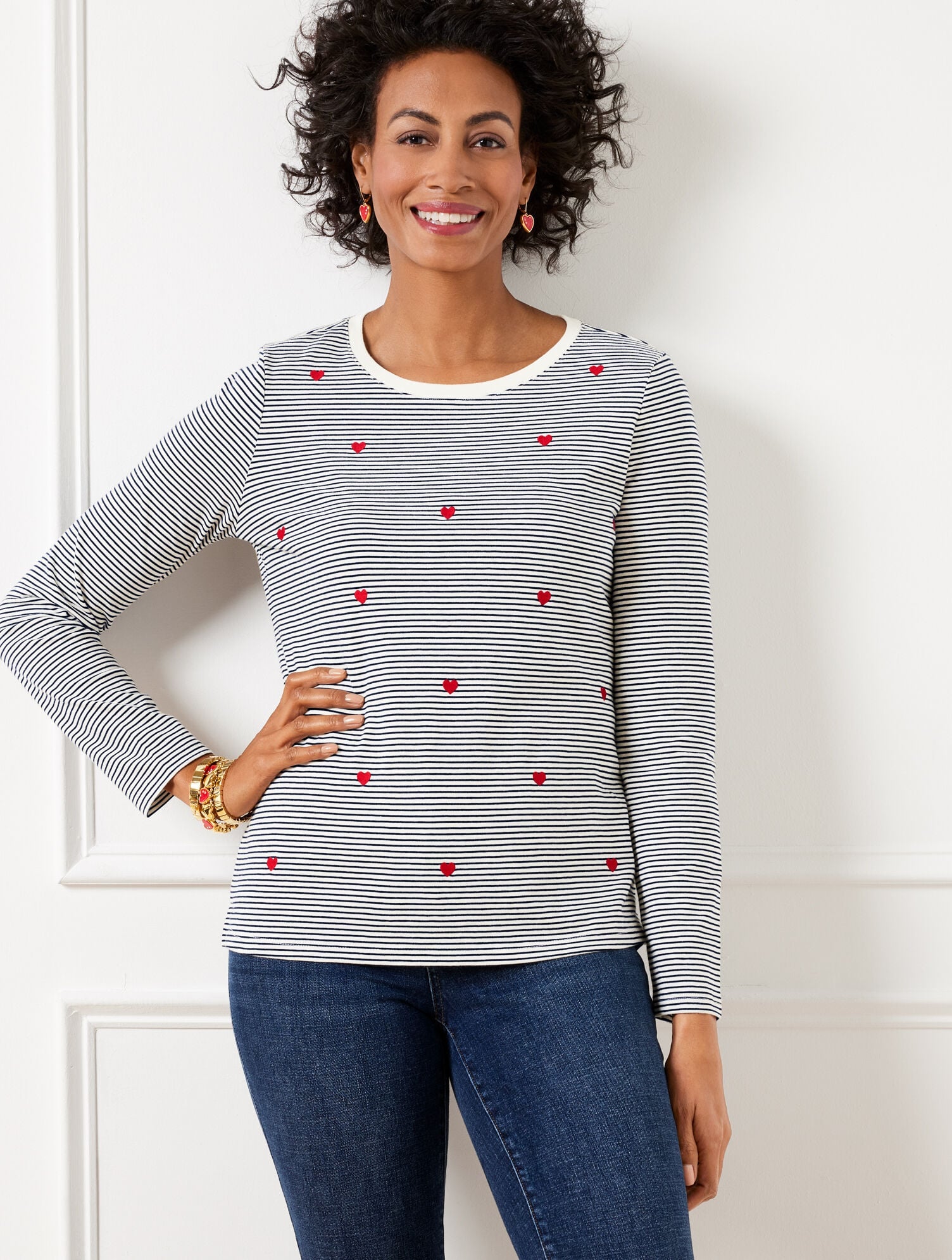 CREWNECK TEE - EMBELLISHED HEARTS | Talbots discount
