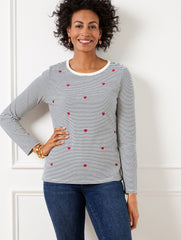 CREWNECK TEE - EMBELLISHED HEARTS | Talbots discount