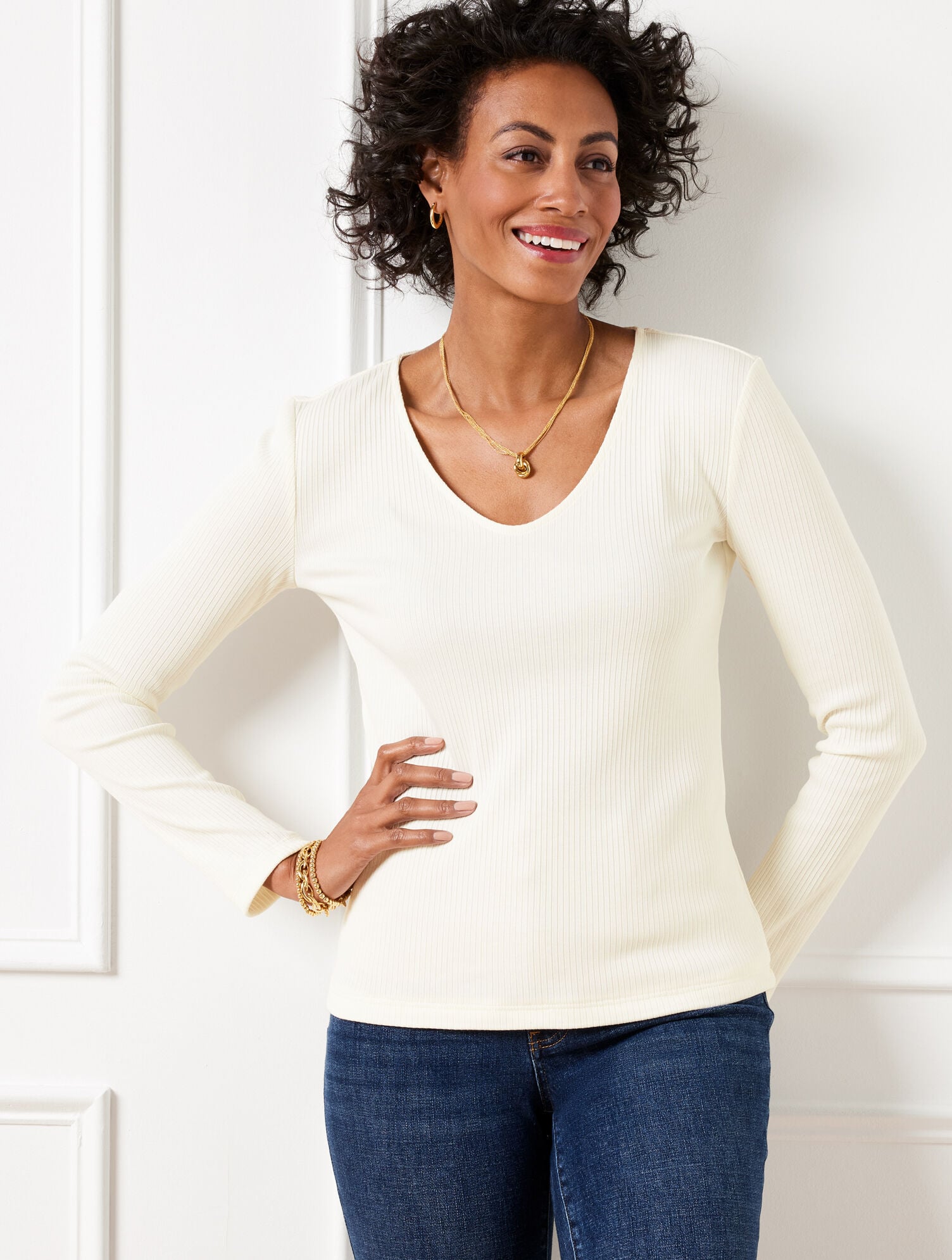 RIBBED LONG SLEEVE TEE | Talbots sale