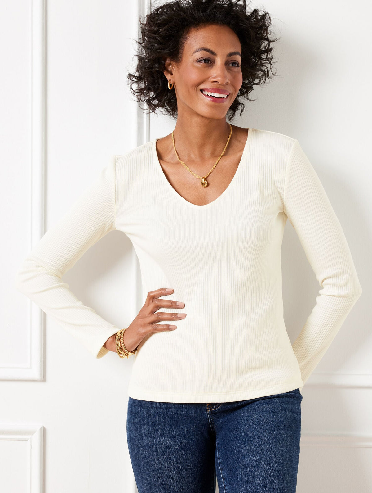 RIBBED LONG SLEEVE TEE | Talbots sale