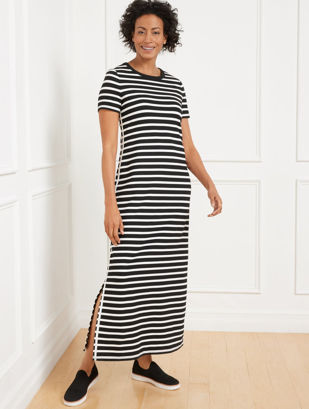 EFFORTLESS ULTRAKNIT SHORT SLEEVE MAXI DRESS - CROCUS STRIPE | Talbots on sale