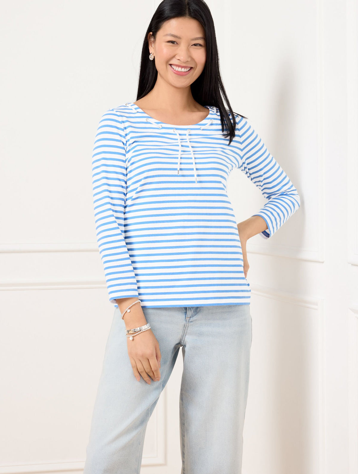 LACE UP SCOOP NECK TEE | Talbots US