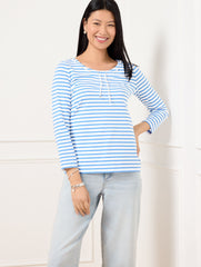 LACE UP SCOOP NECK TEE | Talbots US
