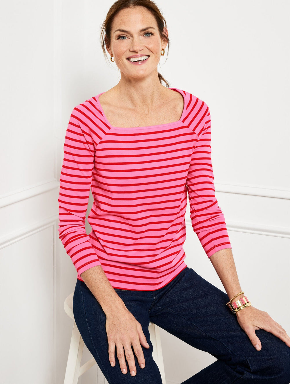 SQUARE NECK RAGLAN TEE | Talbots online