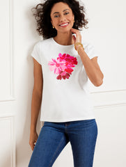 CREWNECK TEE - PLACED POPPY | Talbots outlet